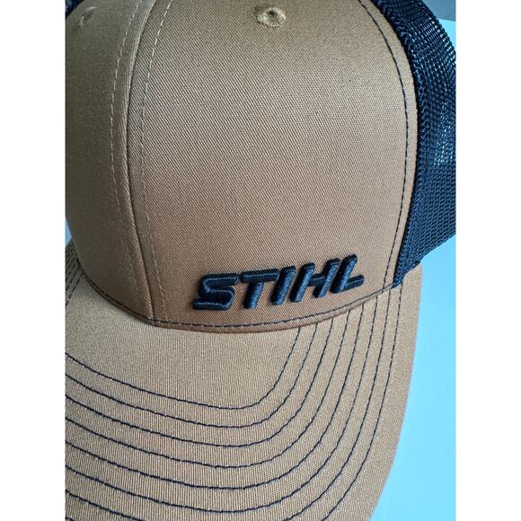 STIHL Baseball Cap Hat Tan Black Adjustable NWOT - Picture 6 of 6